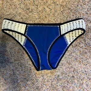 Victoria's Secret Blue and Cream Crochet Bikini Bottoms